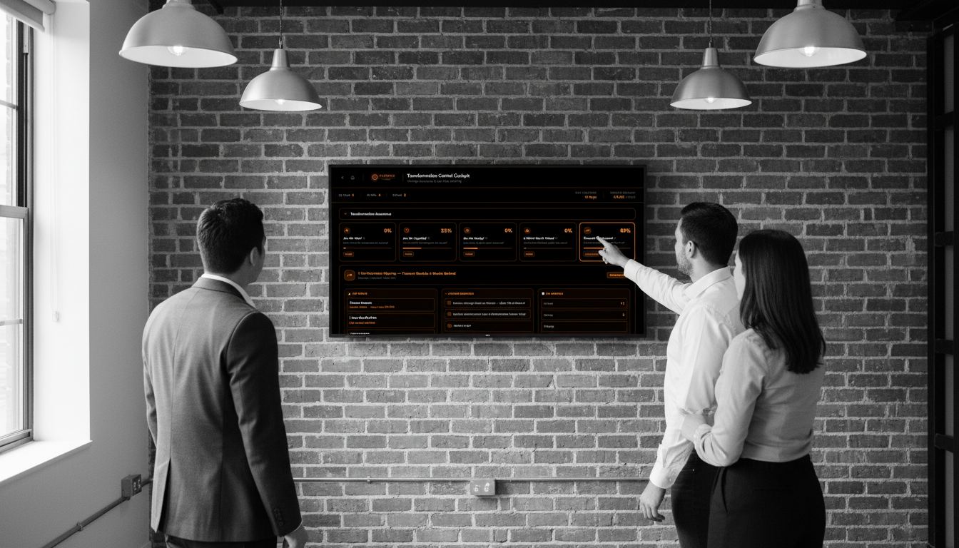 Visionix team presenting the Transformation Control Cockpit to clients